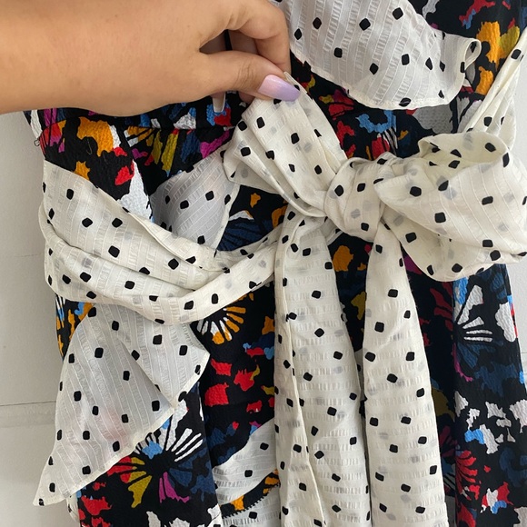 Tanya Taylor Bianka Ruffle Floral Silk Wrap Mini Dress Size 4 - Picture 11 of 15